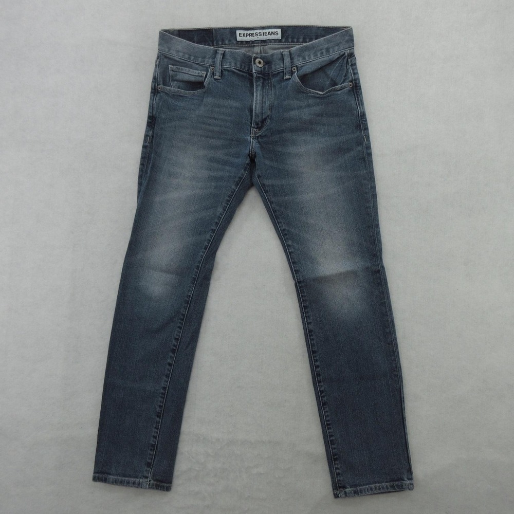 Express Jeans Mens 29x30 Blue Medium Wash Stretch Denim Skinny Leg Pants